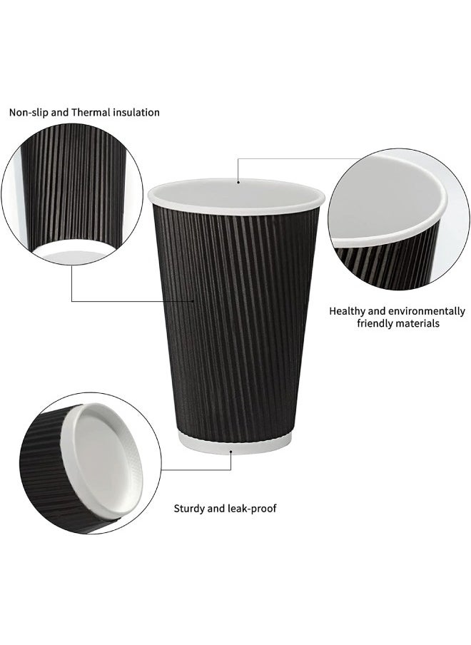 SNH Packing - Ripple Coffee Cup Black 12 Ounce For Coffee Tea Or Hot For Home And Office Use 10 Pieces - Image 1