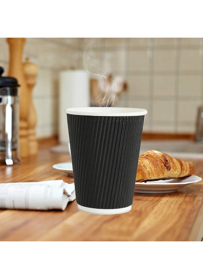 SNH Packing - Ripple Coffee Cup Black 12 Ounce For Coffee Tea Or Hot For Home And Office Use 10 Pieces - Image 1