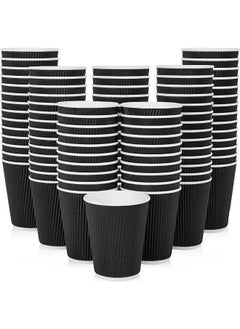 Ripple Coffee Cup Black 12 Ounce For Coffee Tea Or Hot For Home And Office Use 10 Pieces