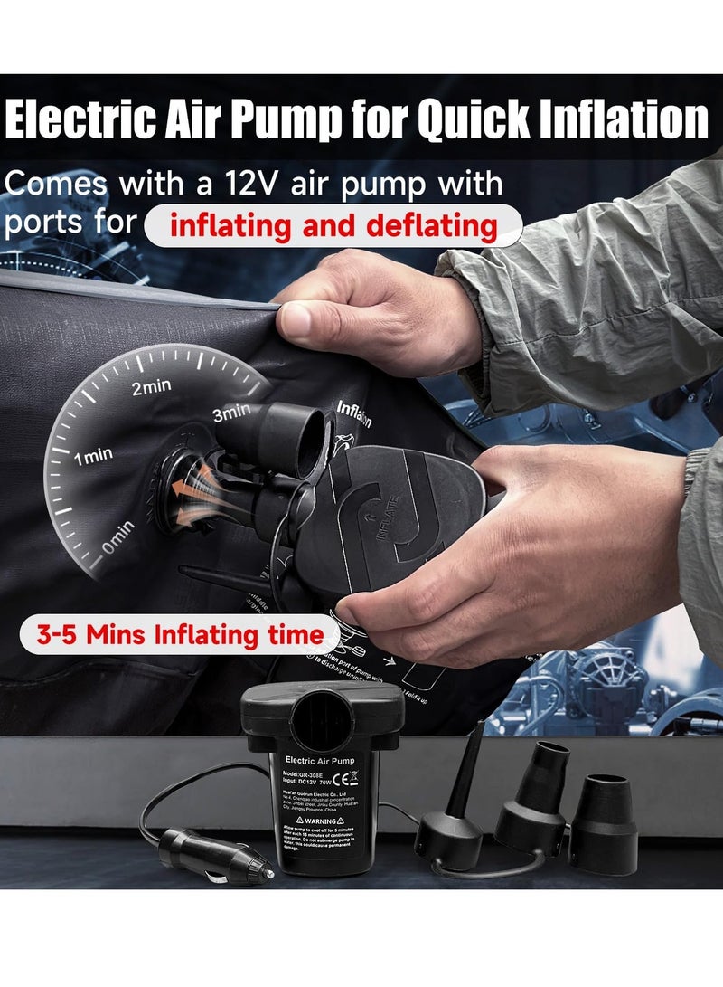 Sharpdo 7-Pieces Air Mattress Inflatable Bed for Car Travel and Camping Sleep with 2 Pillows 180K Black - Image 5