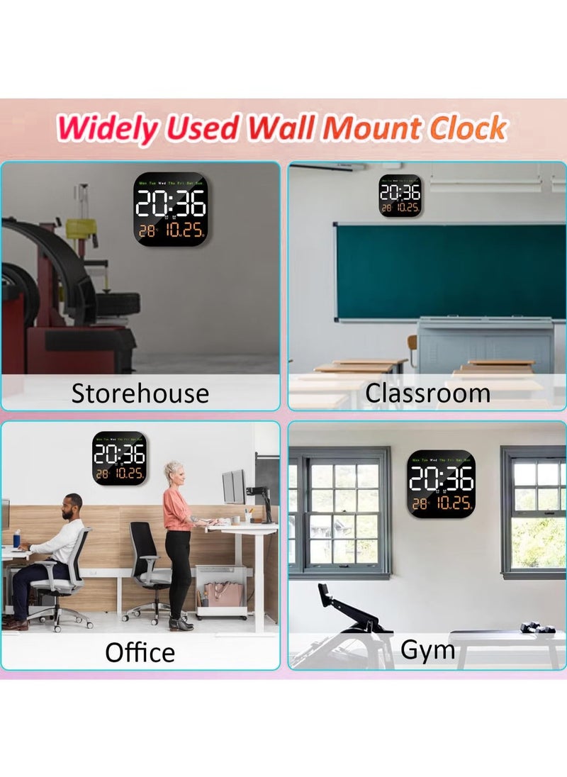 XICEN - Digital Wall Clock, LED Digital Clock with Remote Control, for Living Room Decoration, Week, Date, Temperature in 2 Colors, Auto Brightness, Standing and Hanging - Image 1