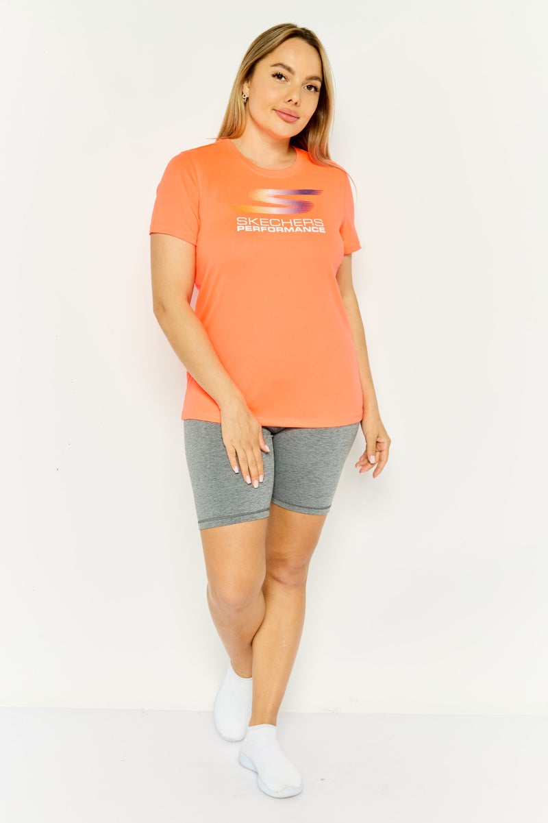 SKECHERS Women Sportswear Fit Short Sleeve Training T-Shirts, Coral Red - Image 2