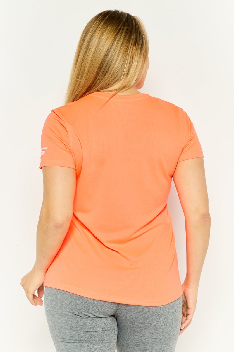 SKECHERS Women Sportswear Fit Short Sleeve Training T-Shirts, Coral Red - Image 4