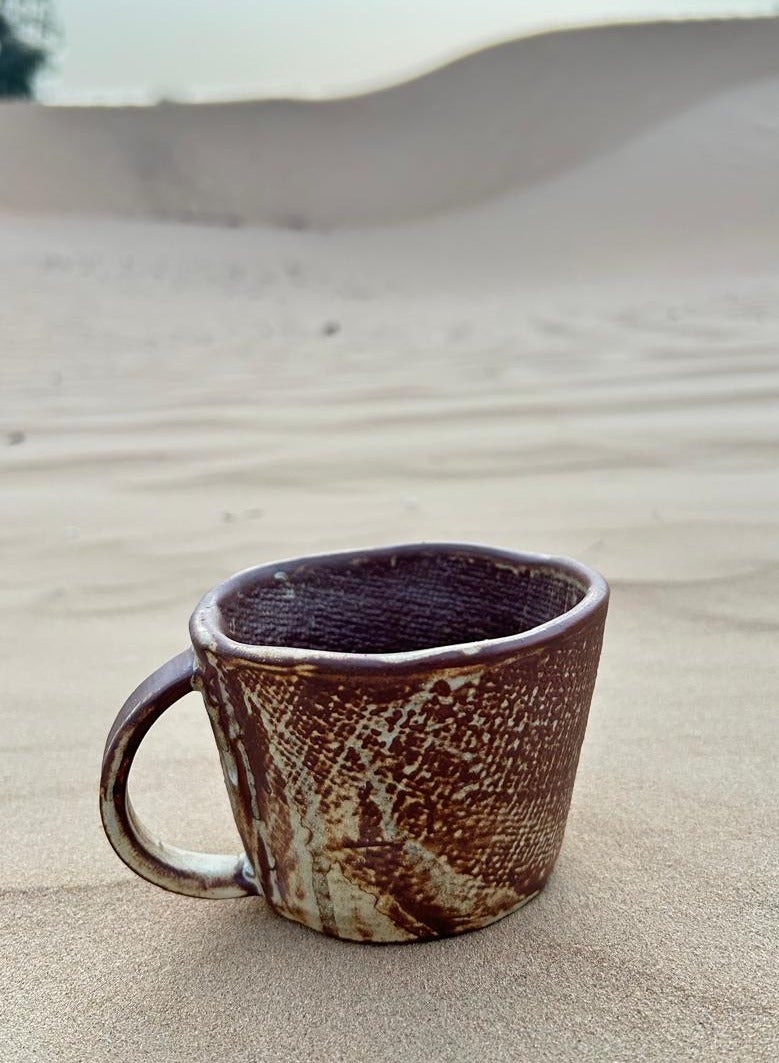 Tohfa Luxe Rumi Tea Cup with Saucer – Handmade Natural Clay, 230ml Rustic Artisan Tea Set, Premium Gift Box Included - Image 5