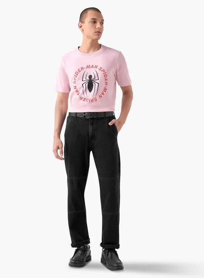 Splash FAV Spider-Man Print T-shirt with Crew Neck