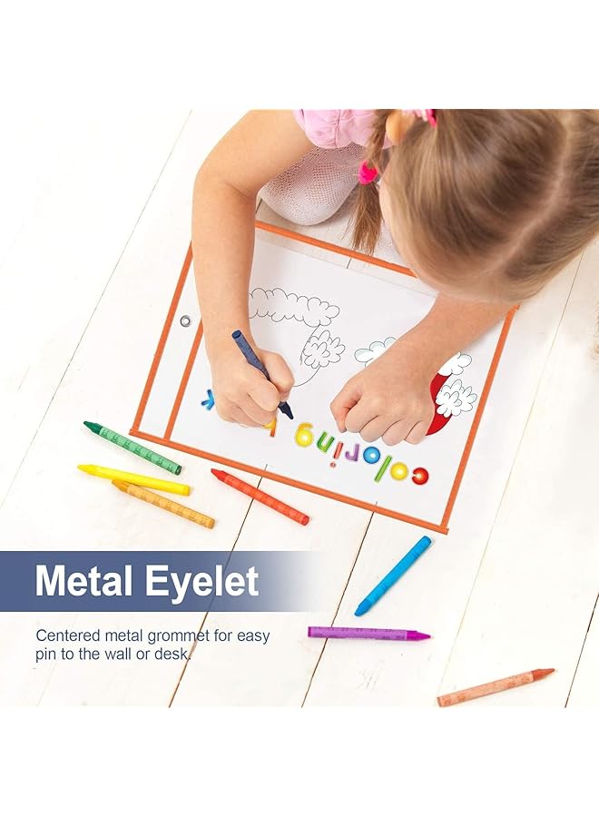 erorex Qiven Dry Erase Pockets Reusable Plastic Sleeves Waterproof Dry Erase Sheet Protectors Teaching Supplies For Classroom School Office Home Mixed Colors 10X14 Inches 10 Pack - Image 4