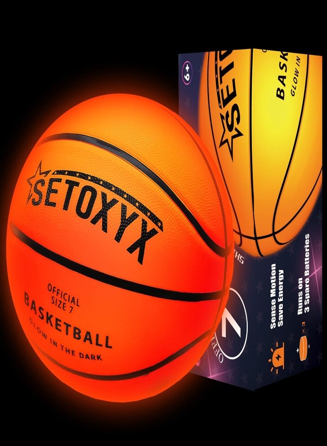 SETOXYX Glow in The Dark Basketball, Light Up Basketball for Teen Boy, Official Size 7 with 6 Spare Batteries, Birthday for Boys & Girls 6-15+ Year Old, Outdoor Sports Night Toy - Image 1