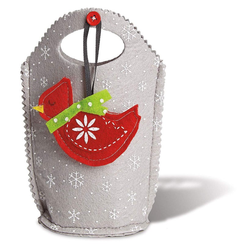 Current Cardinal Ornament Christmas Felt Treat Bags - Set of 5 Gift Bags for Children Holiday Parties Teachers Decorations - Image 2