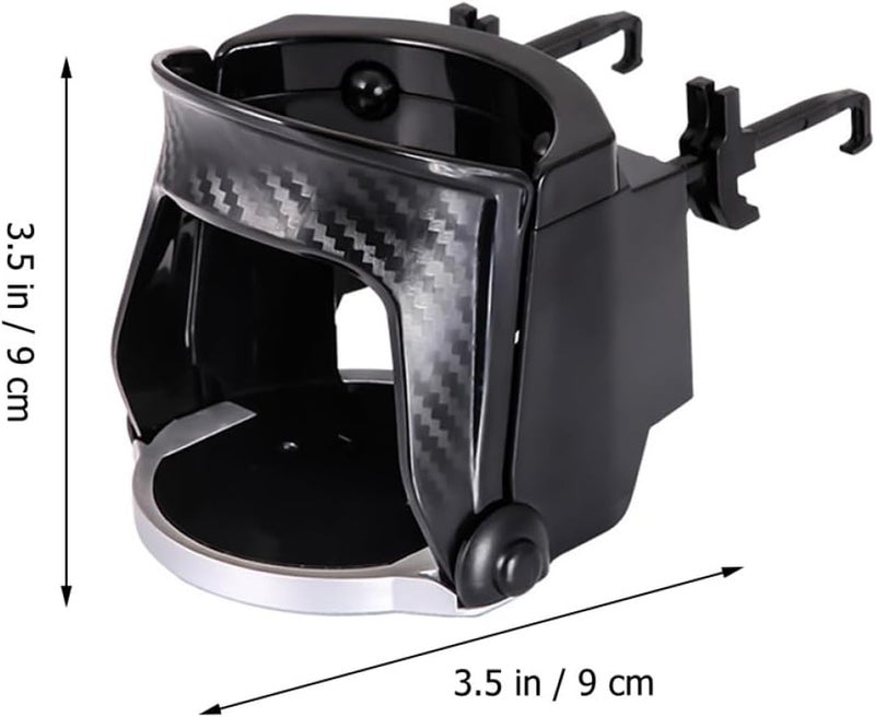 FUOYLOO Car Vent Cup Holder with Phone Mount Carbon Fiber Multi-Functional Drink Holder for Water Bottles Automotive Air Conditioner Vent Organizer Tray - Image 2
