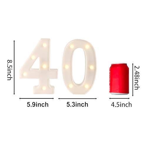 Funsky 40th Birthday Decorations Woman Man,Marquee Numbers for 40th Wedding Anniversary Decorations,Light up Numbers 40 Sign for Party Backdrop Wall Decor,40 Birthday Centerpieces Table Decoration - Image 5