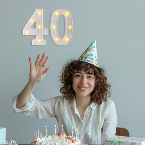 Funsky 40th Birthday Decorations Woman Man,Marquee Numbers for 40th Wedding Anniversary Decorations,Light up Numbers 40 Sign for Party Backdrop Wall Decor,40 Birthday Centerpieces Table Decoration - Image 4