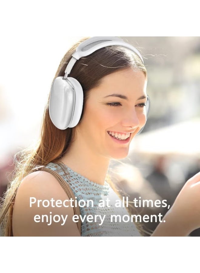 غطاء حافظة TPU لسماعات AirPods Max 2/1، غطاء وسادة أذن/غطاء أكواب أذن/غطاء عصابة رأس لسماعات AirPods Max، ملحقات واقي جلد ناعم من السيليكون (أبيض شفاف) - Image 2