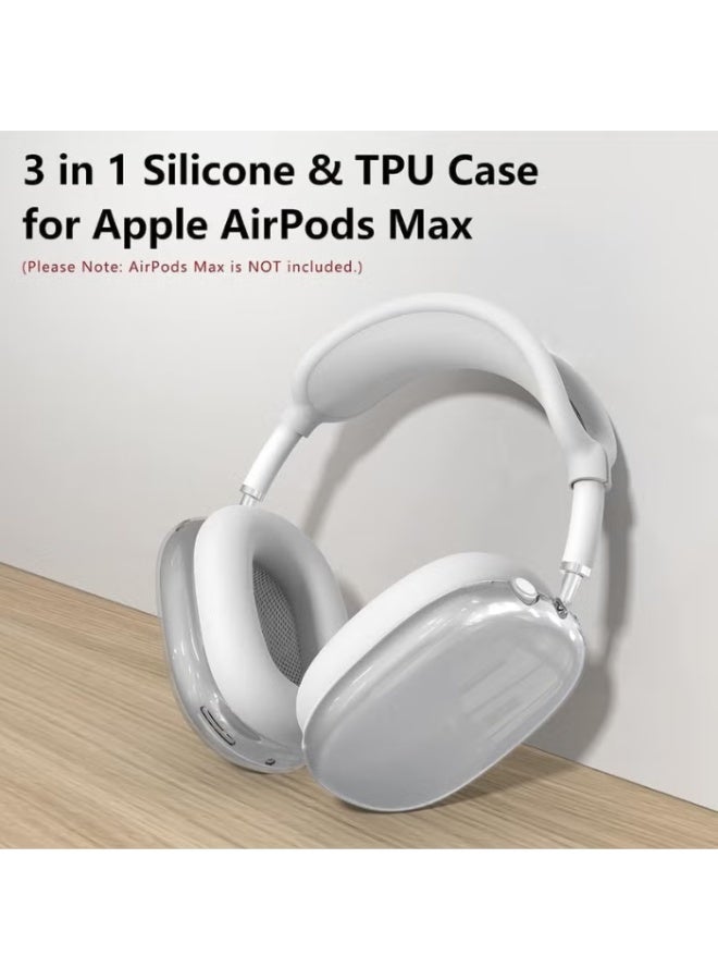 غطاء حافظة TPU لسماعات AirPods Max 2/1، غطاء وسادة أذن/غطاء أكواب أذن/غطاء عصابة رأس لسماعات AirPods Max، ملحقات واقي جلد ناعم من السيليكون (أبيض شفاف) - Image 3