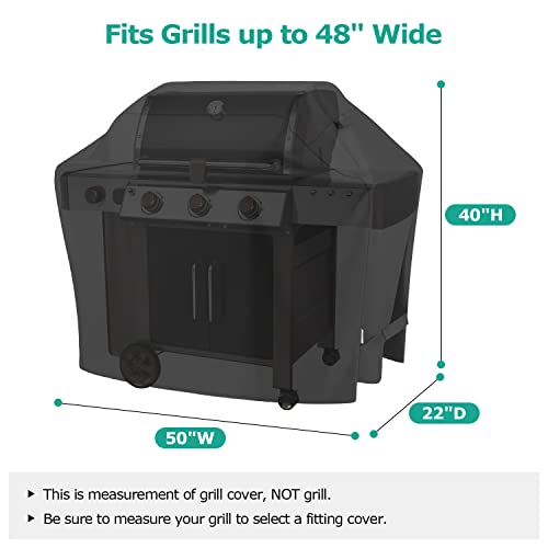 SunPatio Grill Cover 50 Inch, Outdoor Heavy Duty Waterproof Barbecue Gas Cover, UV & Fade Resistant, All Weather Protection Compatible for Weber CharBroil Kenmore Nexgrill Grills and More, Black - Image 2