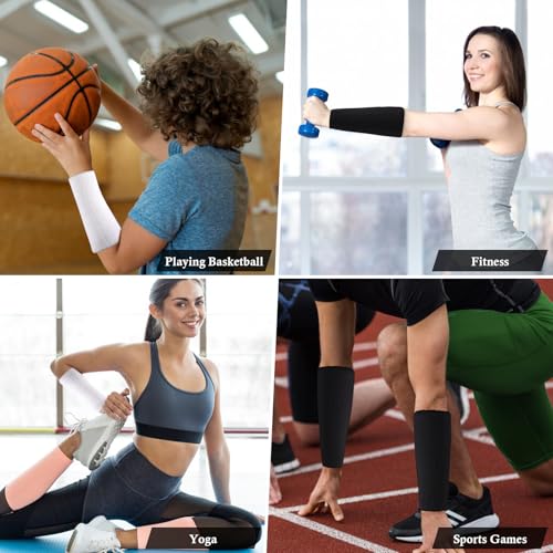 MSHUNKEJI 2 Pcs 9 Inch Extra Long Wristbands Sweatbands White Wrist Sweatbands Bulk Sweat Bands Wristbands Black for Men Women Weight Loss Gymnastics Events Football Workout - Image 4