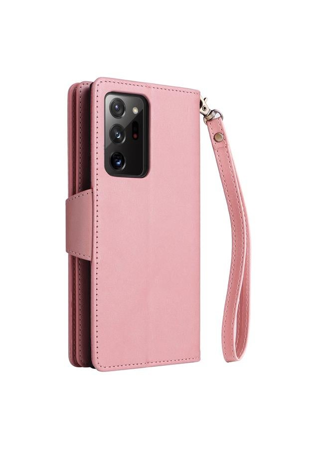 اس-توب جراب لهاتف Samsung Galaxy Note20 Ultra بمشبك برشام و9 بطاقات، جراب هاتف جلدي قابل للطي بثلاثة أضعاف - Image 3