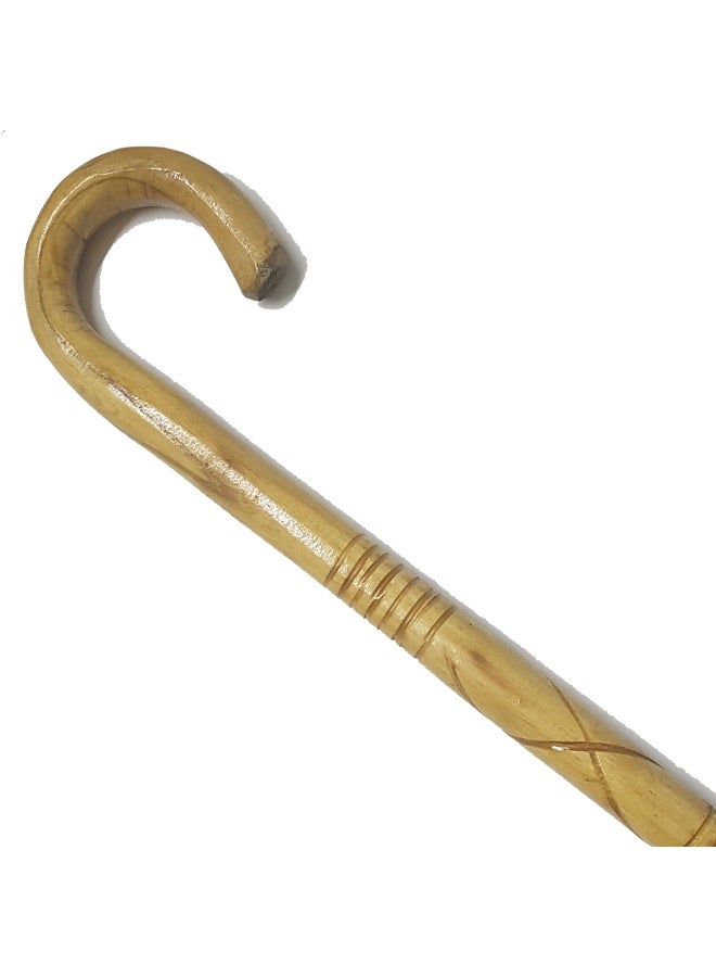 A walking stick made of Aswan beechwood, for men, with a wrapped handle and engraving. - Image 3