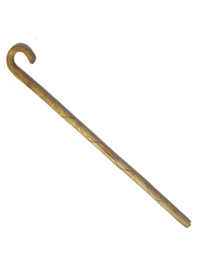 A walking stick made of Aswan beechwood, for men, with a wrapped handle and engraving. - Image 1