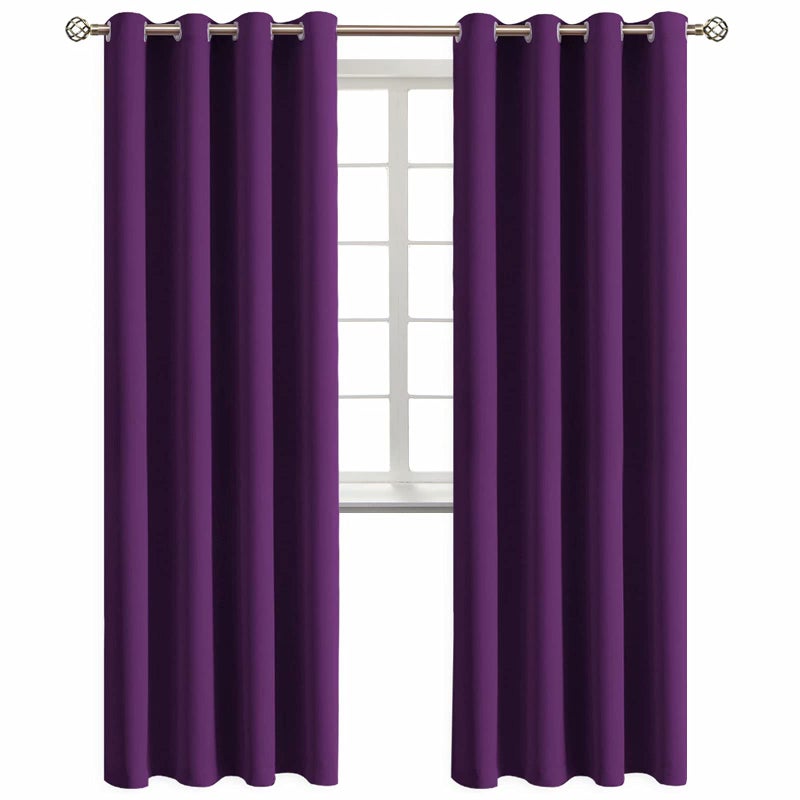 BGment Blackout Curtains - Grommet Thermal Insulated Room Darkening Bedroom and Living Room Curtain, Set of 2 Panels (52 x 84 Inch, Royal Purple) - Image 1