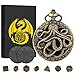 Keller & Weber Mini DND Dice Set Steampunk Hollow Octopus Pocket Watch Shell Case 7pcs Polyhedral Metal DD Dice Set DND Gifts with Gift Box for Player Role Playing Board Games Accessories Bronze - Image 2