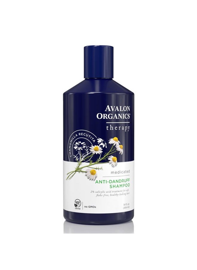 Avalon Organics Therapy Medicated Anti-Dandruff Shampoo for Soft, Flake-Free Hair, 14 Fluid Ounces  - Image 1