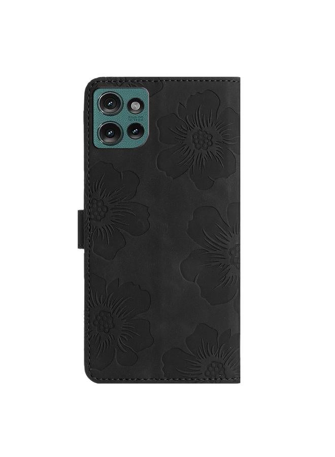 اس-توب جراب لهاتف موتورولا إيدج 50 5G، جراب هاتف جلدي بنقشة زهور - Image 3