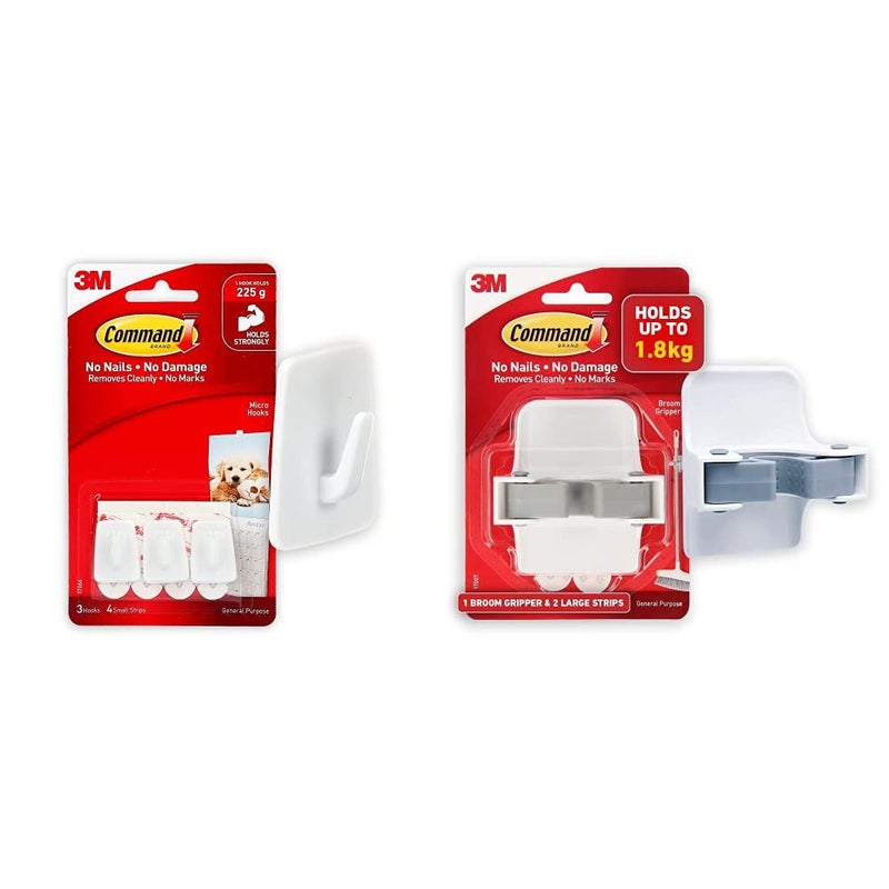 Command Command Micro Plastic Multifunctional Self Adhesive Plastic Hooks for Walls Pack of 3 Hooks 4 str - Image 1