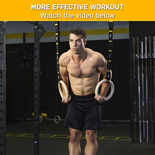 Double Circle Quick Adjust Numbered Straps for Gymnastic Rings - Carabiner System and Exercise Video Guide for Full Body Workout, Calisthenics, and Home Gym - Image 2