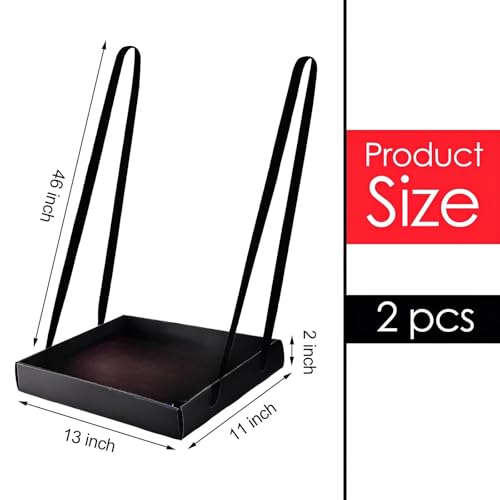 Junkin 2 Pcs Wearable Party Tray Snack and Beverage Carrier Foldable Drink Carriers Drink Holder Movie Snack Trays with Strap Halloween Costume Accessory Prop with 4 Ribbons, 2 x 11 x 13 Inches (Black) - Image 2