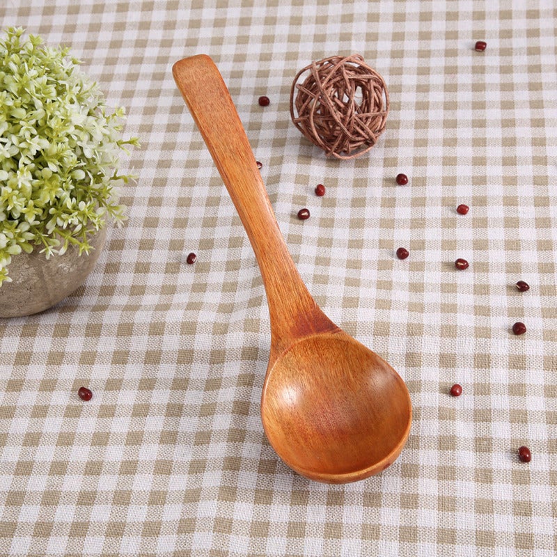 Natural Wooden Ladle: Brown Spoon, High Quality Natural Wood, Healthy Non-toxic - Heat Resistant, Long Handle Spoon for Chef Home Cook Kitchen Novice - Image 2