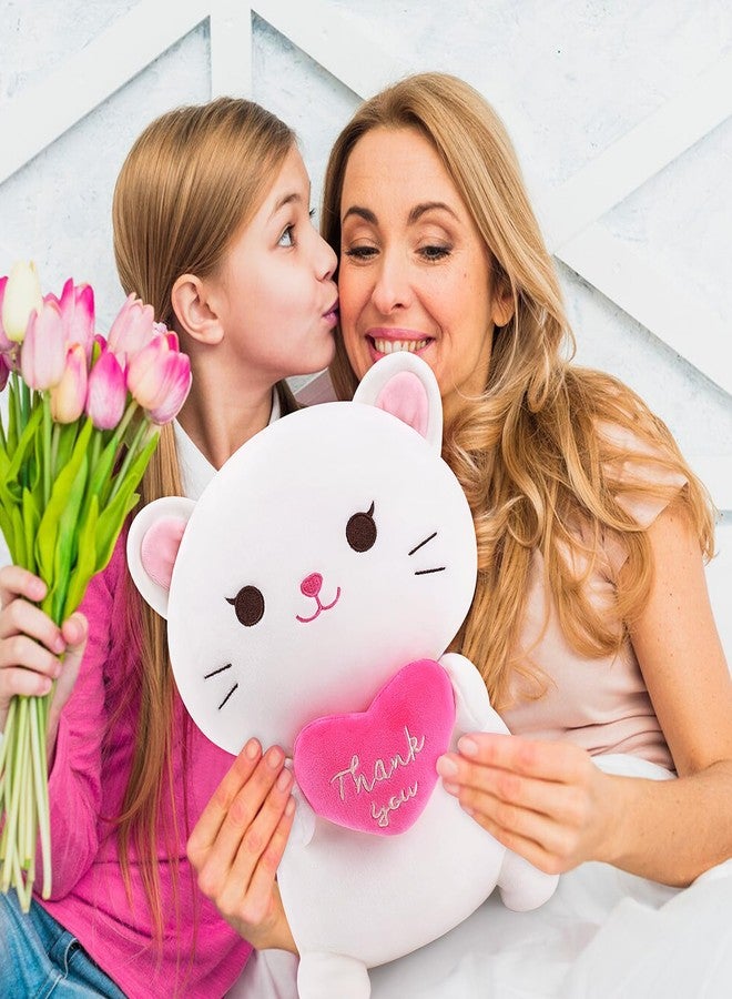 Achwishap Cat Stuffed Animal-Thank You Cat Plush,14” Cats Plush Toys Birthday Gifts for Kids,Cute Plushies Soft Kitten Plushies Kawaii Stuffed Huggging Pillow,Gratitude Animal Pillow for Adults,White - Image 3