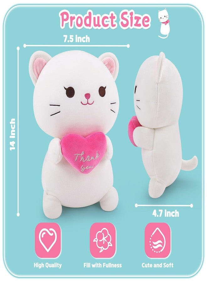 Achwishap Cat Stuffed Animal-Thank You Cat Plush,14” Cats Plush Toys Birthday Gifts for Kids,Cute Plushies Soft Kitten Plushies Kawaii Stuffed Huggging Pillow,Gratitude Animal Pillow for Adults,White - Image 2