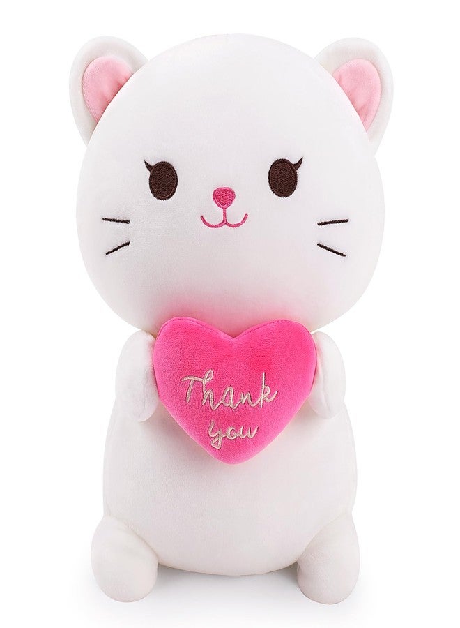 Achwishap Cat Stuffed Animal-Thank You Cat Plush,14” Cats Plush Toys Birthday Gifts for Kids,Cute Plushies Soft Kitten Plushies Kawaii Stuffed Huggging Pillow,Gratitude Animal Pillow for Adults,White - Image 1