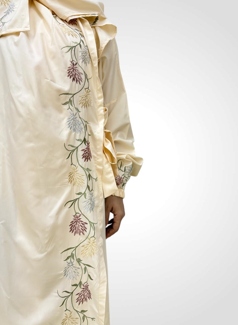 AL-HRAER A Very Soft And Comfortable Prayer Dress Embroidered With Striped Floral Designs Consisting Of One Piece Includes a Veil And It Covers The Whole Body With A Uniform And Wide Size Suitable For All Bodies - Image 2