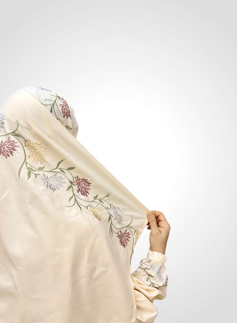 AL-HRAER A Very Soft And Comfortable Prayer Dress Embroidered With Striped Floral Designs Consisting Of One Piece Includes a Veil And It Covers The Whole Body With A Uniform And Wide Size Suitable For All Bodies - Image 3