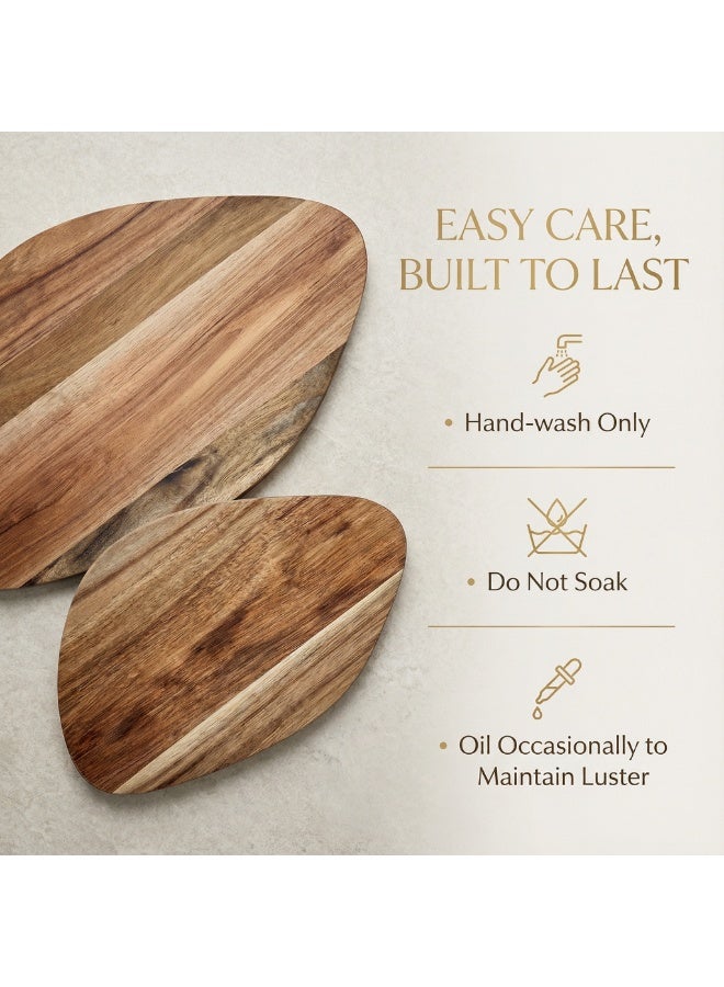 Circuit Green Set of 2 Acacia Wood Serving Board – Large & Small Rectangle 43 x 27 cm & 30 x 19 cm Platters for Cheese, Bread, Mezze, Arabic Coffee & Dates – Natural Wooden Kitchen Tray - Image 3