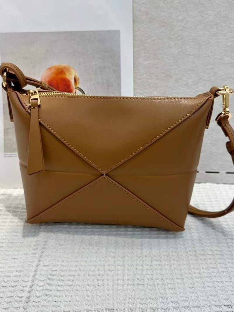 Explosive Genuine Leather Women'S Bag Folding Underarm Bag High-Grade Geometric Crossbody Bag Women'S Fashion Commuter Shoulder Bag - Image 2