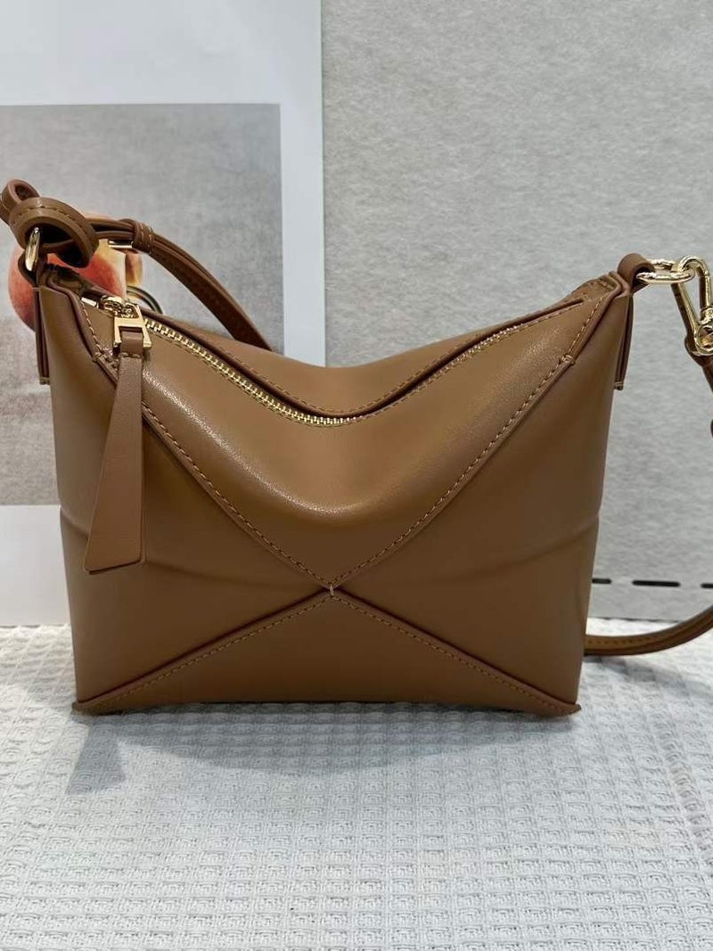 Explosive Genuine Leather Women'S Bag Folding Underarm Bag High-Grade Geometric Crossbody Bag Women'S Fashion Commuter Shoulder Bag - Image 3