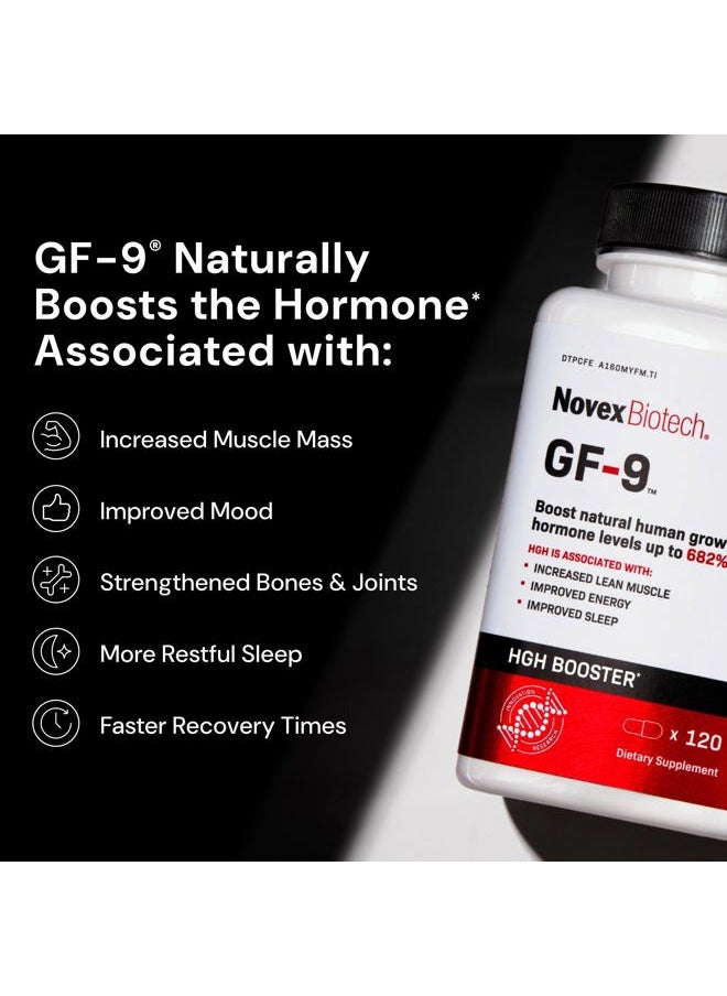 GF-9 – HGH Boosting Supplement for Men – Workout Complex for Men – Support Energy, Endurance, Sleep, 120 Ct (30-Day Supply)