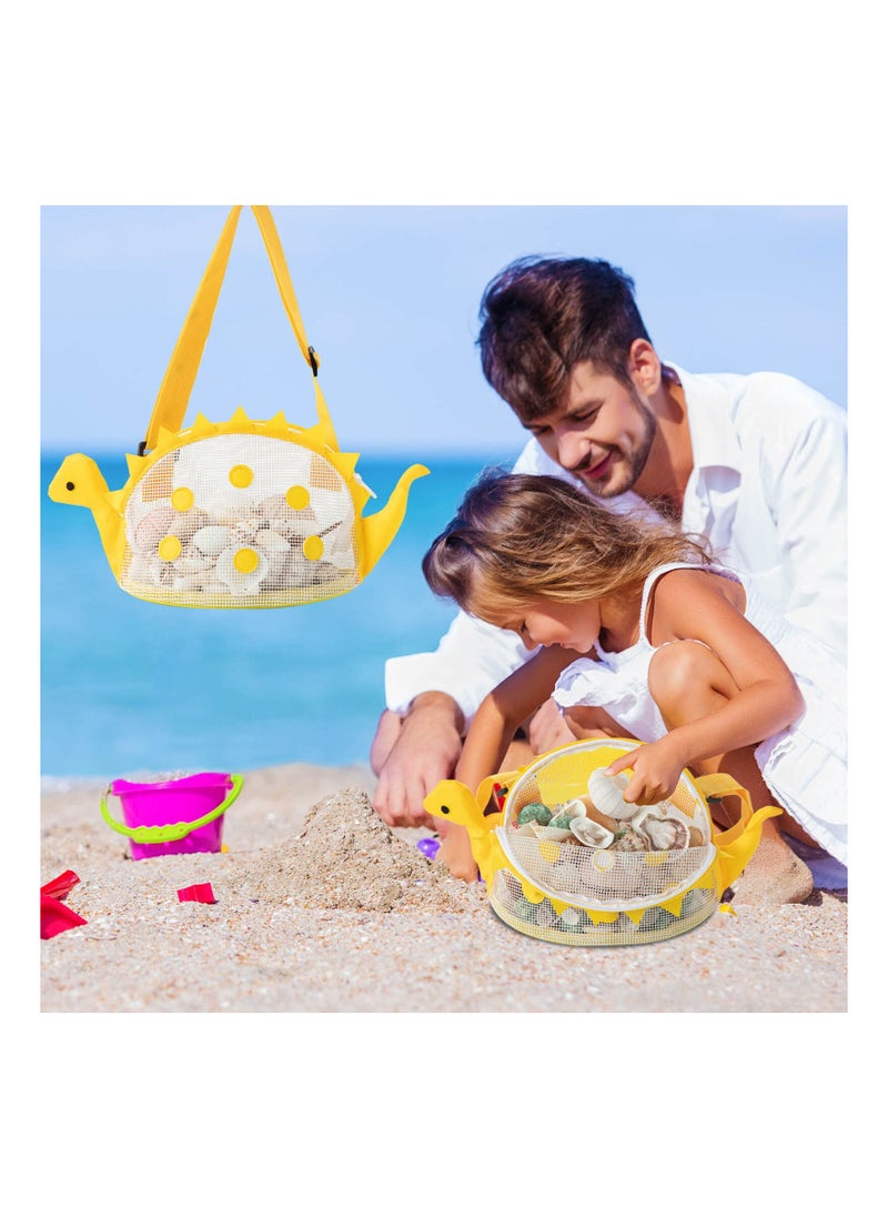 Generic - Kids Dinosaur-Shaped Beach Mesh Bag for Collecting Shells, Rocks, and Shark Teeth - Adjustable Straps Included (Set of 2) - Image 1