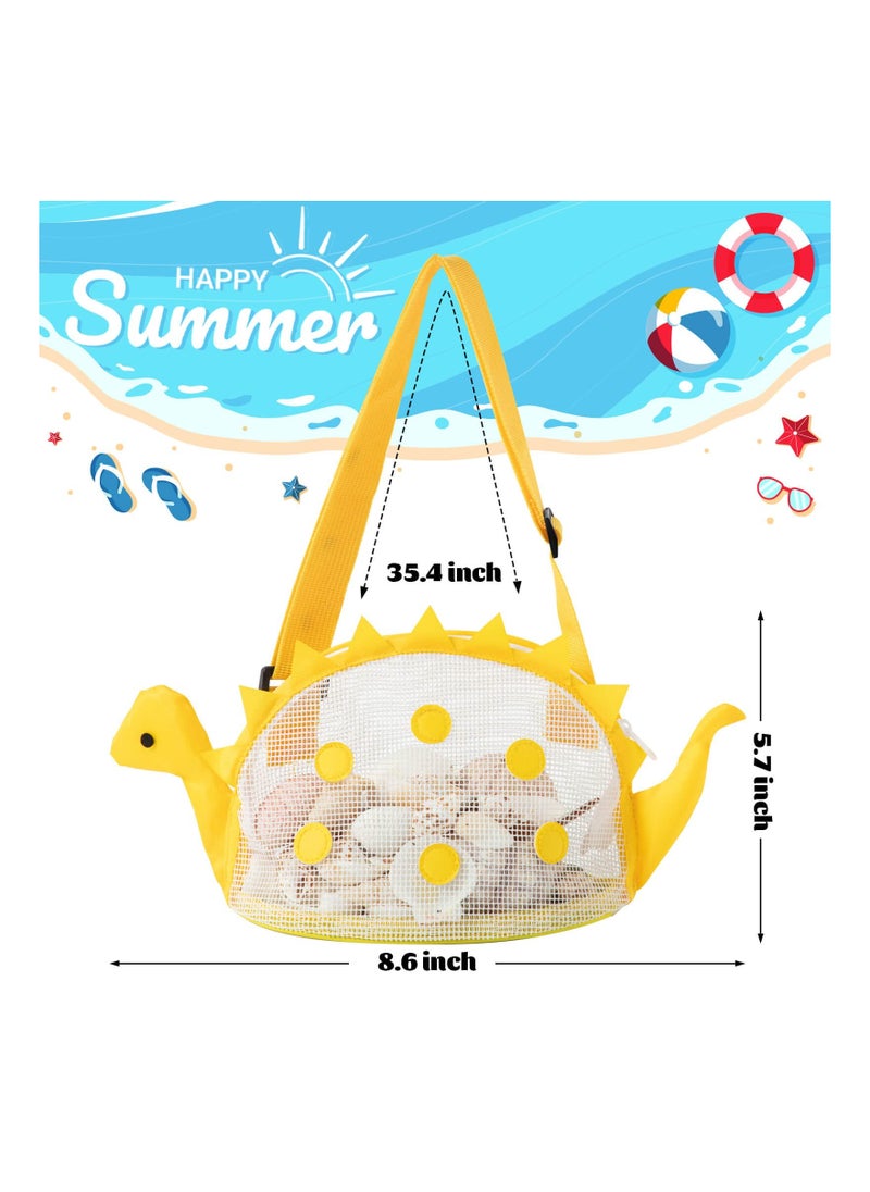 Generic - Kids Dinosaur-Shaped Beach Mesh Bag for Collecting Shells, Rocks, and Shark Teeth - Adjustable Straps Included (Set of 2) - Image 1