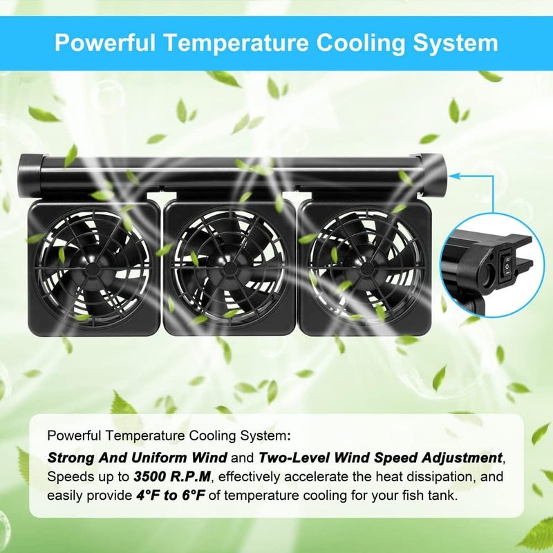 DATOO 3 Fans Aquarium Chiller Fish Tank Fan Aquarium Cooling Fan, 1 Yr Warranty - Image 3
