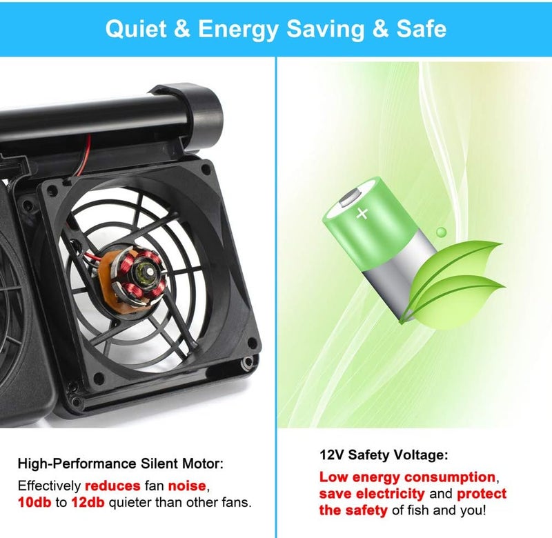 DATOO 3 Fans Aquarium Chiller Fish Tank Fan Aquarium Cooling Fan, 1 Yr Warranty - Image 5
