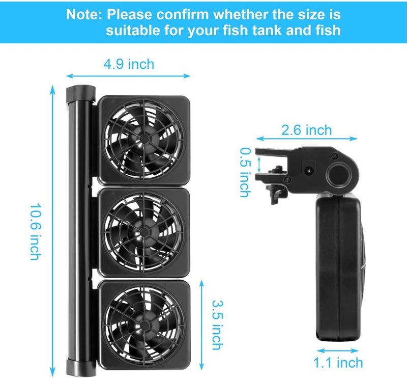 DATOO 3 Fans Aquarium Chiller Fish Tank Fan Aquarium Cooling Fan, 1 Yr Warranty - Image 2