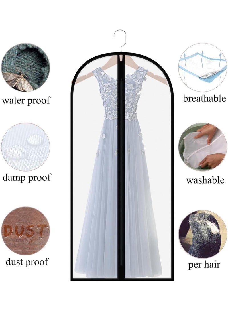 Extra Long Dress Garment Bags 60in Clear Hanging Lightweight Breathable Dust Cover with Study Full Zipper for Storage Clothes and Travel Pack of 6 - Image 2