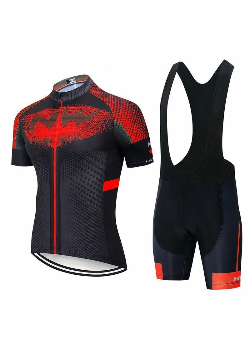 Y&D Men's Cycling Clothing Set Bike Jerseys Road Bicycle Shirts Kit Bib Shorts Quick-Dry Full Zipper Riding Clothes(M)