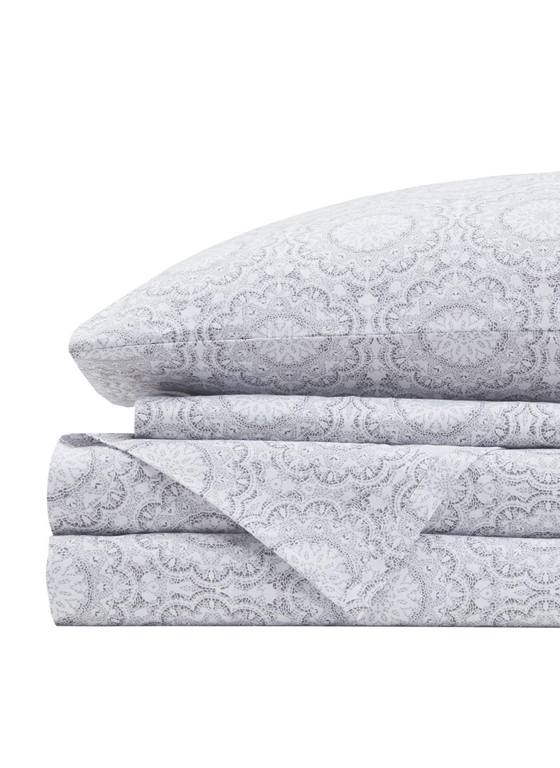Comfort Spaces Comfort Spaces 100 Cotton Sheet Set Breathable Lightweight Soft with 14 Elastic Pocket Fits up to 16 Mattress All Season Cozy Bedding Matching Pillow Case Full Adelia Gray 4 Piece 