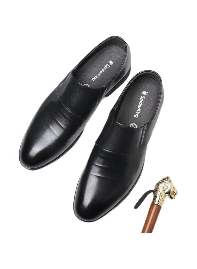 Spider King Men'S Shoes, Spring And Autumn Men'S Business Leather Shoes, Soft Leather Comfortable Formal Shoes, Work Shoes, Black, Size 40 - Image 2