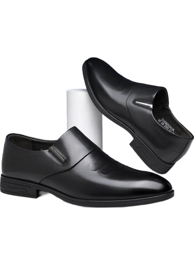 Spider King Men'S Shoes, Spring And Autumn Men'S Business Leather Shoes, Soft Leather Comfortable Formal Shoes, Work Shoes, Black, Size 40 - Image 1