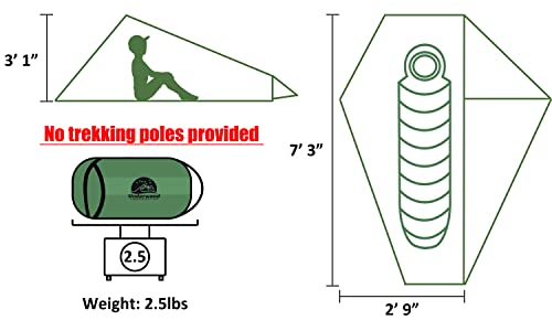 Underwood Aggregator 1 Person Trekking Pole Tent for Backpacking - Ultralight Backpacking Tent, Waterproof Hiking Tent for Camping, Lightweight Camping Tent for Scouts, Trekker(NO Trekking Poles) - Image 4